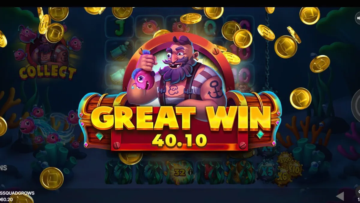 Fishin’ Madness Quadgrows slot game interface na nagpapakita ng underwater theme at expanding reels.